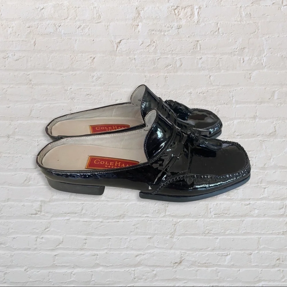 Cole Haan resort patent leather vintage mules black Size: 7 - Picture 2 of 4
